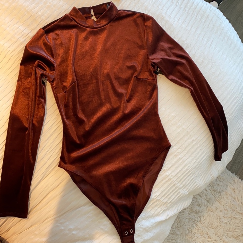 Deep red velvet bodysuit